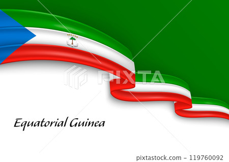 Waving ribbon with flag of Equatorial Guinea 119760092