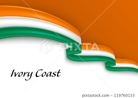 Waving ribbon with flag of Ivory Coast 119760133