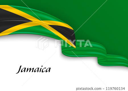 Waving ribbon with flag of Jamaica 119760134