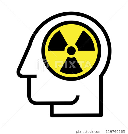 Head with radiation sign. Concept of bio-hazard and radioactivity Head with radiation sign. Concept of bio-hazard and radioactivity 119760265
