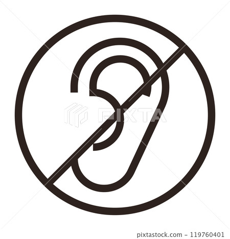 Don`t listen sign, deaf icon, do not overhear concept Don`t listen sign, deaf icon, do not overhear concept 119760401