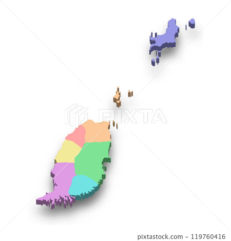 3d isometric colored map of Grenada 3d isometric colored map of Grenada 119760416
