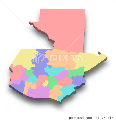 3d isometric colored map of Guatemala 3d isometric colored map of Guatemala 119760417