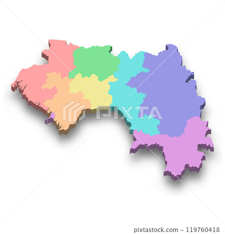 3d isometric colored map of Guinea 119760418