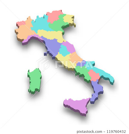 3d isometric colored map of Italy 119760432