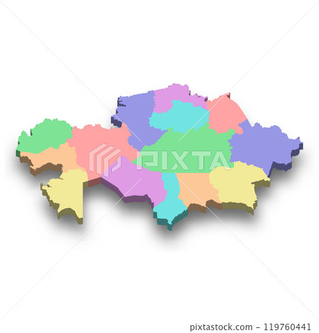3d isometric colored map of Kazakhstan 119760441