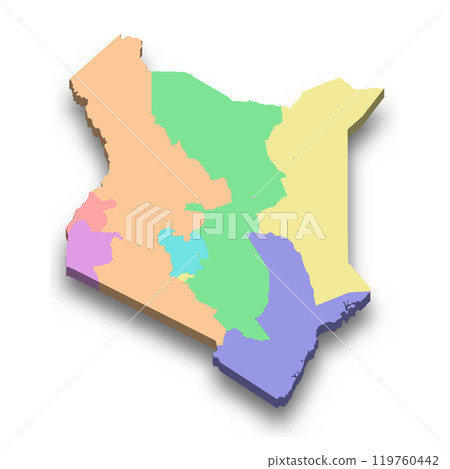 3d isometric colored map of Kenya 119760442