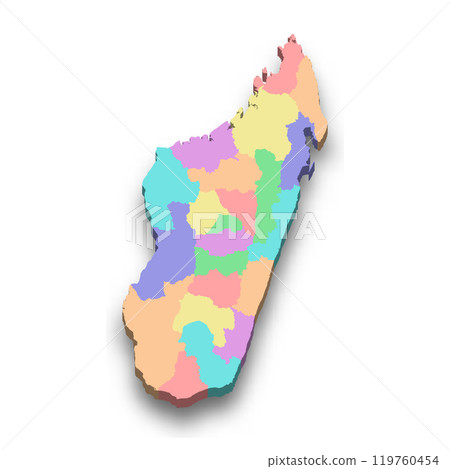 3d isometric colored map of Madagascar 3d isometric colored map of Madagascar 119760454