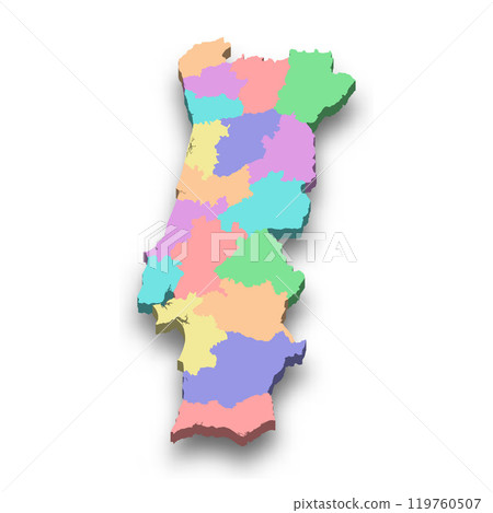 3d isometric colored map of Portugal 119760507