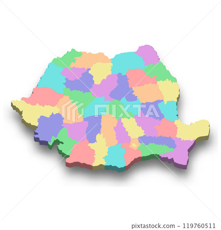 3d isometric colored map of Romania 119760511