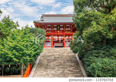 Tsurugaoka Hachimangu, a Shinto shrine in Kamakura, Kanagawa Prefecture, Japan. Translation: Hachimangu Tsurugaoka Hachimangu, a Shinto shrine in Kamakura, Kanagawa Prefecture, Japan. Translation: Hachimangu 119760768