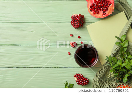 Pomegranate juice, delicious and fresh drink, tasty beverage Pomegranate juice, delicious and fresh drink, tasty beverage 119760891