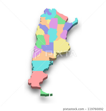3d isometric colored map of Argentina 3d isometric colored map of Argentina 119760892