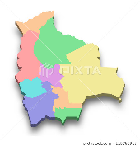 3d isometric colored map of Bolivia 119760915