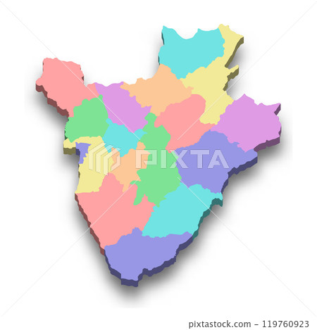 3d isometric colored map of Burundi 119760923