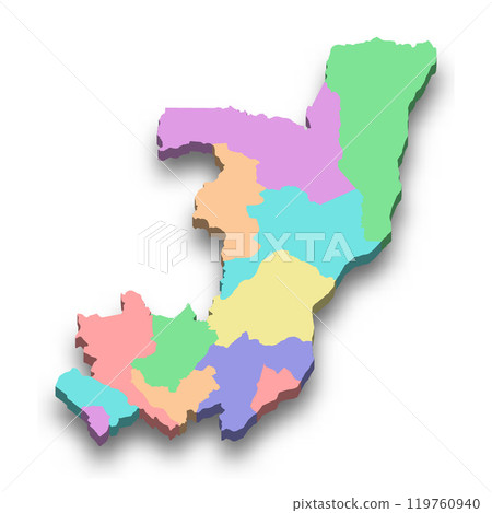 3d isometric colored map of Congo 119760940