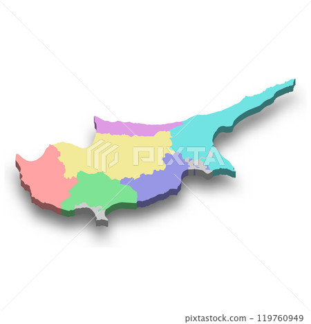 3d isometric colored map of Cyprus 119760949