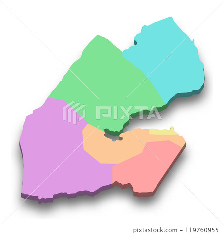3d isometric colored map of Djibouti 3d isometric colored map of Djibouti 119760955