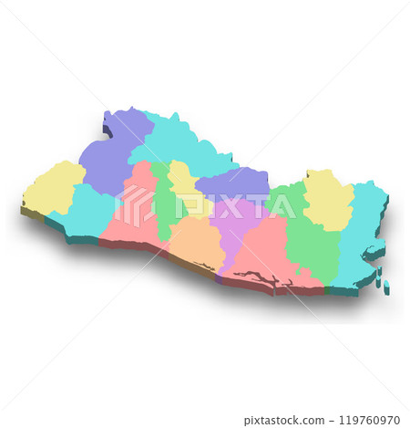 3d isometric colored map of El Salvador 3d isometric colored map of El Salvador 119760970