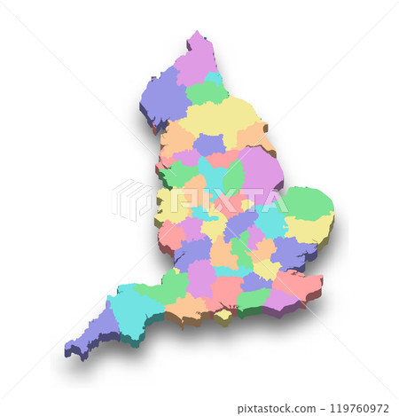 3d isometric colored map of England 119760972
