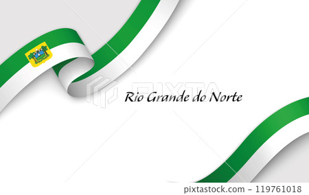 Curved ribbon with fllag of Rio Grande do Norte is a state of Brazil on white background 119761018
