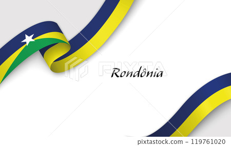 Curved ribbon with fllag of Rondonia is a state of Brazil on white background Curved ribbon with fllag of Rondonia is a state of Brazil on white background 119761020