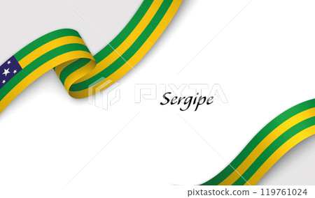 Curved ribbon with fllag of Sergipe is a state of Brazil on white background Curved ribbon with fllag of Sergipe is a state of Brazil on white background 119761024