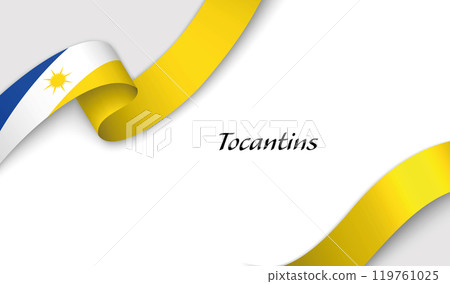 Curved ribbon with fllag of Tocantins is a state of Brazil on white background Curved ribbon with fllag of Tocantins is a state of Brazil on white background 119761025