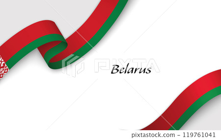 Ribbon with fllag of Belarus on white background 119761041