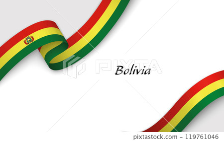 Curved ribbon with fllag of Bolivia on white background 119761046