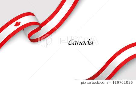 Curved ribbon with fllag of Canada on white background 119761056