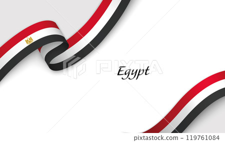 Curved ribbon with fllag of Egypt on white background 119761084