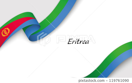 Curved ribbon with fllag of Eritrea on white background 119761090