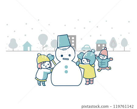 雪人和孩子的插圖 119761142