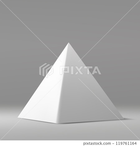Minimalist White Geometric Pyramid on Gray Background 119761164