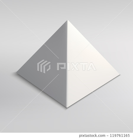 Minimalist White Geometric Pyramid on Gray Background Minimalist White Geometric Pyramid on Gray Background 119761165