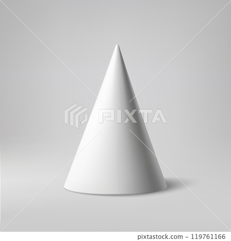 Minimalist White Cone on Smooth Gray Background Minimalist White Cone on Smooth Gray Background 119761166