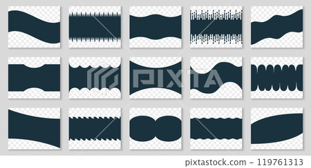 Simple Decorative Website Shapes. Separator Geometric Art Elements for App, Poster and Web Page. Waves Form, Curve Line, Drops Shape. Isolated Vector Illustration Simple Decorative Website Shapes. Separator Geometric Art Elements for App, Poster and Web Page. Waves Form, Curve Line, Drops Shape. Isolated Vector Illustration 119761313