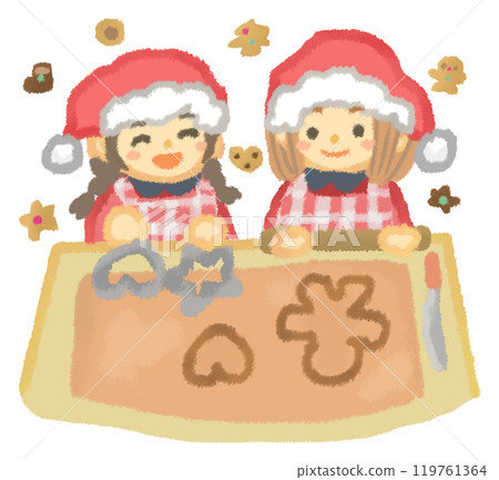 Girls making Christmas cookies Girls making Christmas cookies 119761364