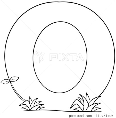 Coloring alphabet small tree theme o 119761406