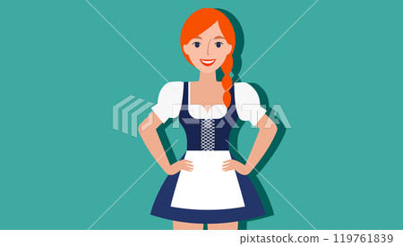 Germany woman in traditional dirndl Germany woman in traditional dirndl 119761839