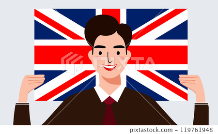 The Hand drawn illustration men and Flag of the United Kingdom 119761948