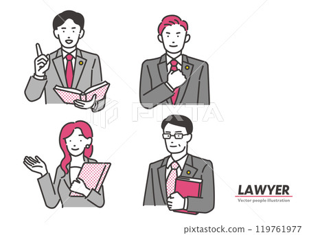 律師男人和女人圖標插圖集 119761977