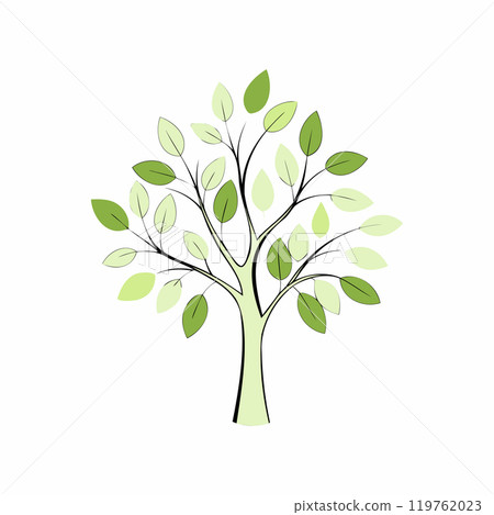 Vector illustration of a green tree with leaves, eco-friendly concept.. 119762023