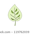 Minimal vector illustration of a green leaf, perfect for eco-friendly projects, sustainability campaigns, and nature-inspired designs.. 119762039
