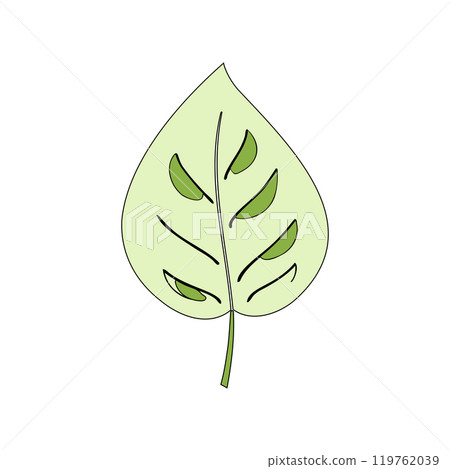Minimal vector illustration of a green leaf, perfect for eco-friendly projects, sustainability campaigns, and nature-inspired designs.. 119762039