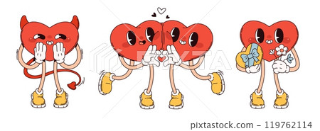 Groovy heart characters set Groovy heart characters set 119762114