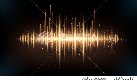 Gold line light with glitter glow abstract effect 119762118