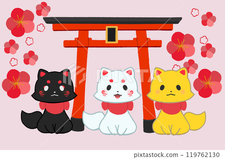 Plum blossom and inari template 119762130