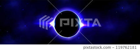 Glowing purple sun moon eclipse on dark background Glowing purple sun moon eclipse on dark background 119762181